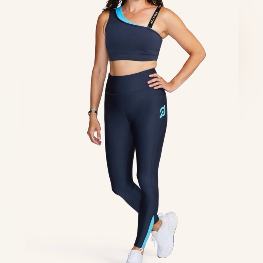 Peloton Women's Dark Blue Leggings with Light Blue Accents